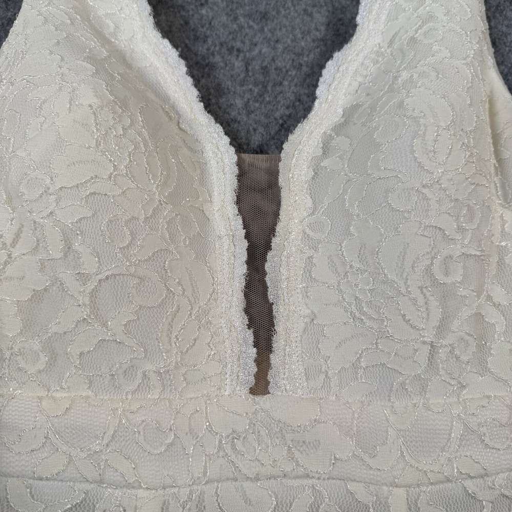 Xscape Mermaid Lace Wedding Dress Size 2 Ivory Sheath Plunging Fit Flare Trumpet - Picture 13 of 16